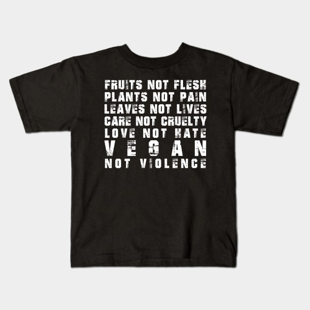 Vegan not Violence - Vegan Activism Shirt - Vegan Christmas Gifts 2023 Kids T-Shirt by KindWanderer